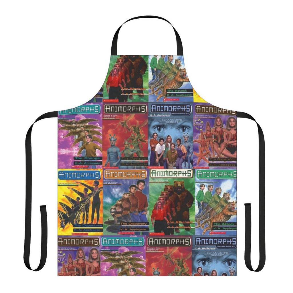 Apron with tiled design of retro Animorphs book covers