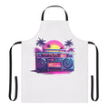 Colorful and vibrant Miami-style boombox apron with palm trees and retro 80s vibe