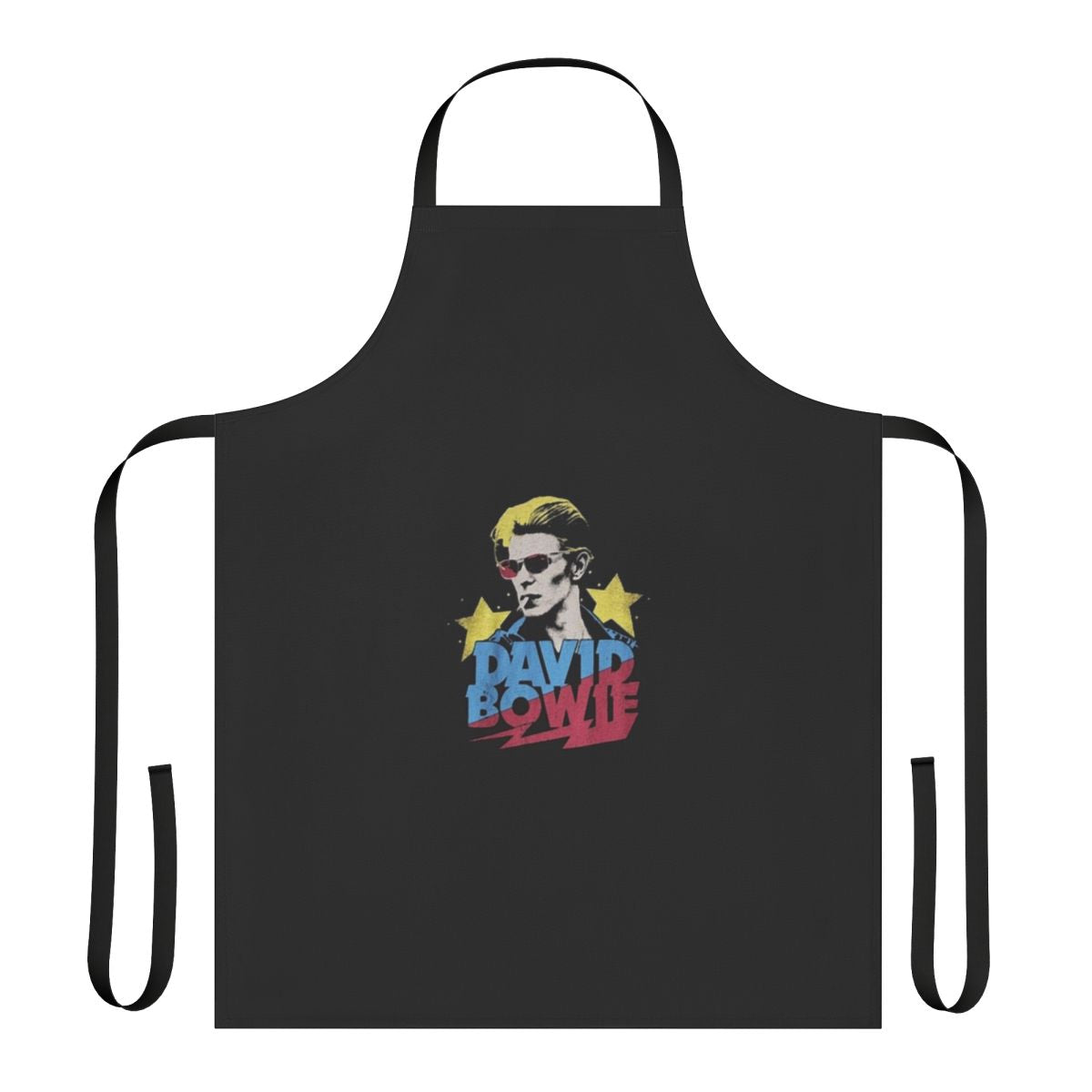 Retro-style apron featuring David Bowie's iconic imagery and lyrics