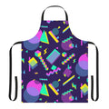 Retro bowling alley inspired aesthetic apron with vibrant purple, geometric shapes, and a vintage vaporwave style.