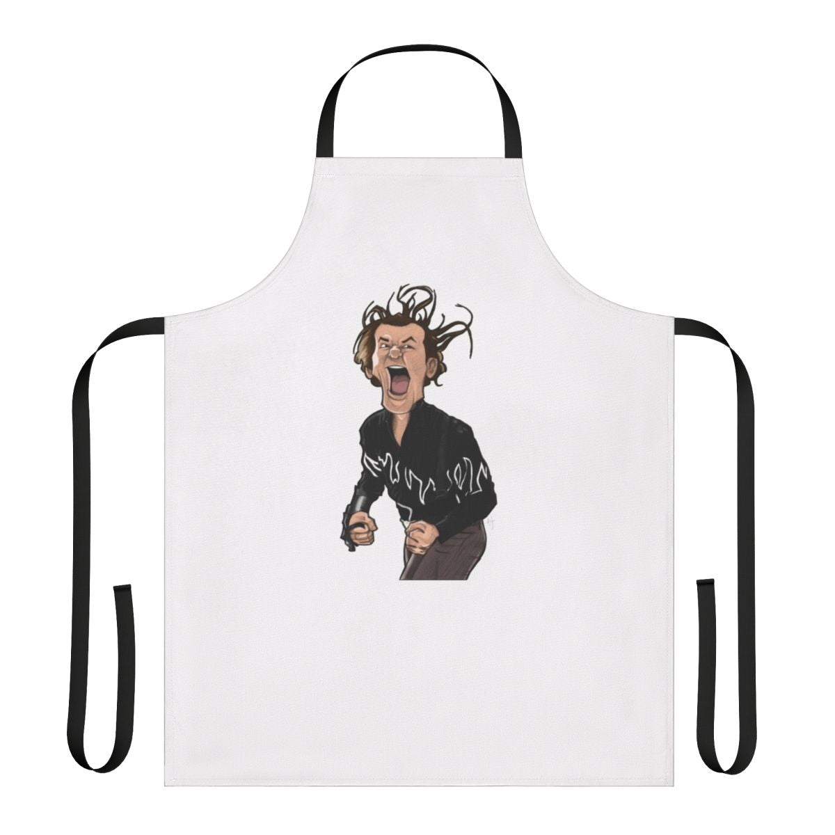 Vintage-style apron featuring Ernie Mccracken, the iconic character from the 1996 comedy film Kingpin