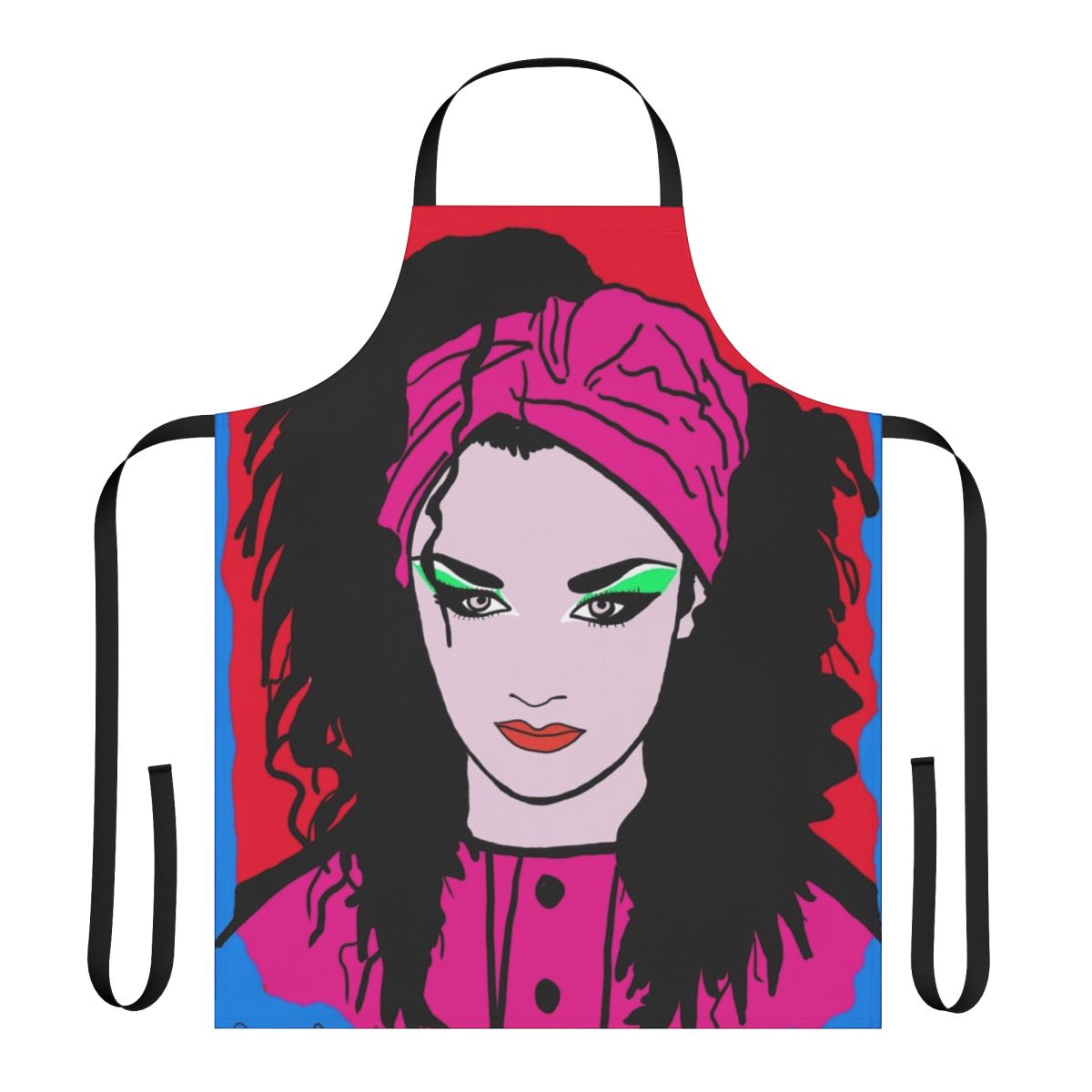 Boy George inspired apron with retro graphics and design