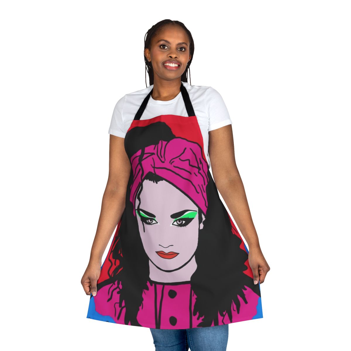 Boy George inspired apron with retro graphics and design