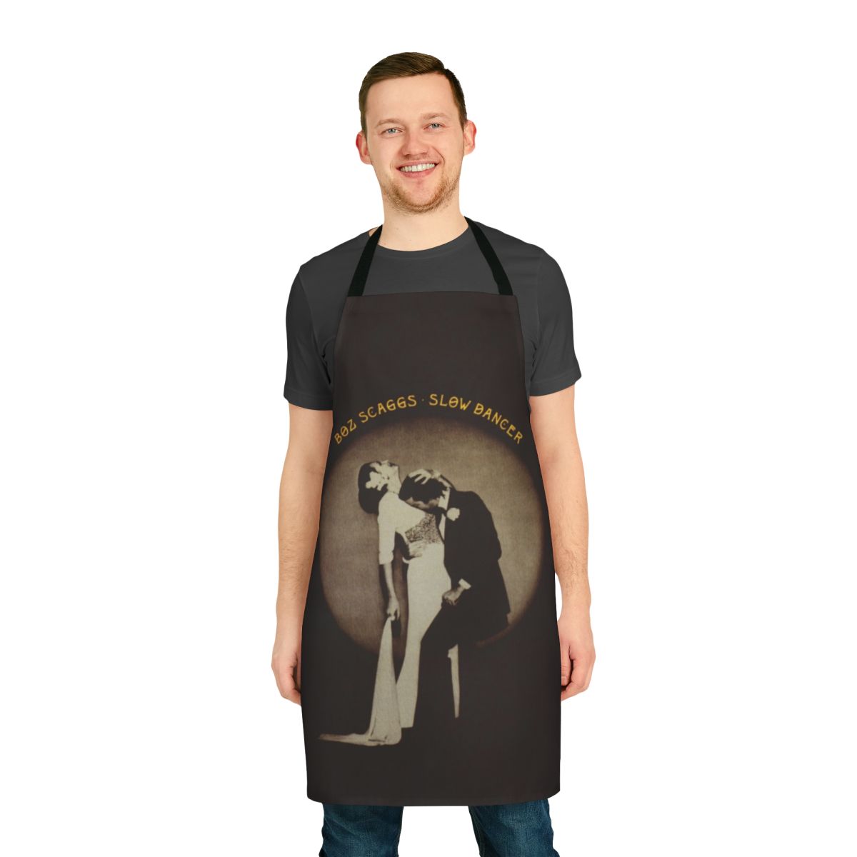 Retro-inspired apron featuring Boz Scaggs' "Slow Dancer" design