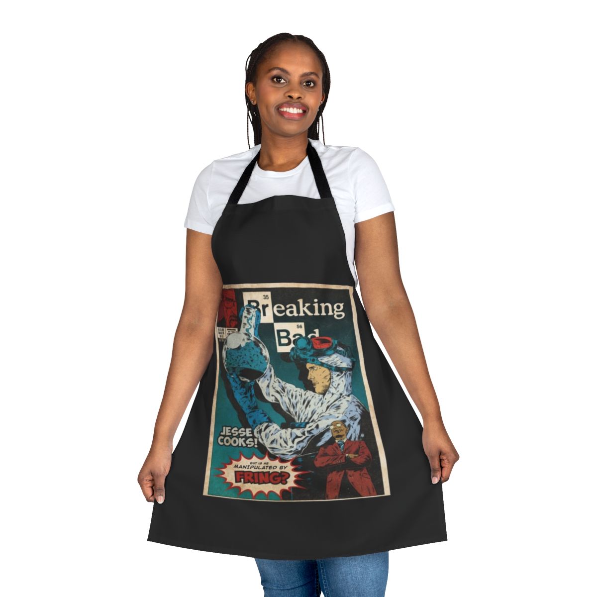 Breaking Bad inspired vintage-style apron with Heisenberg and Walter White graphic