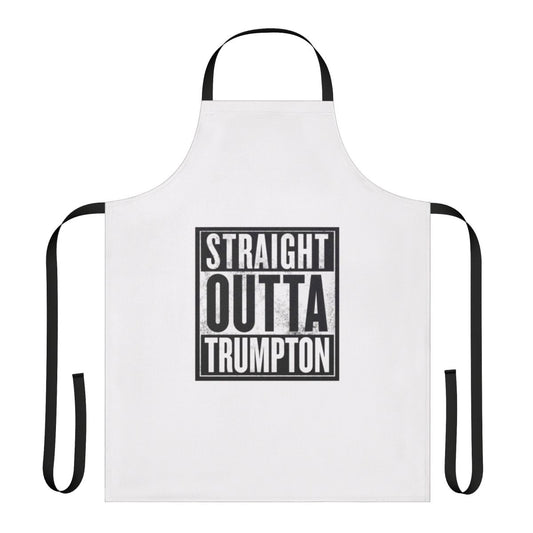 Straight Outta Trumpton retro-style apron featuring a parody of the classic 1960s British TV series