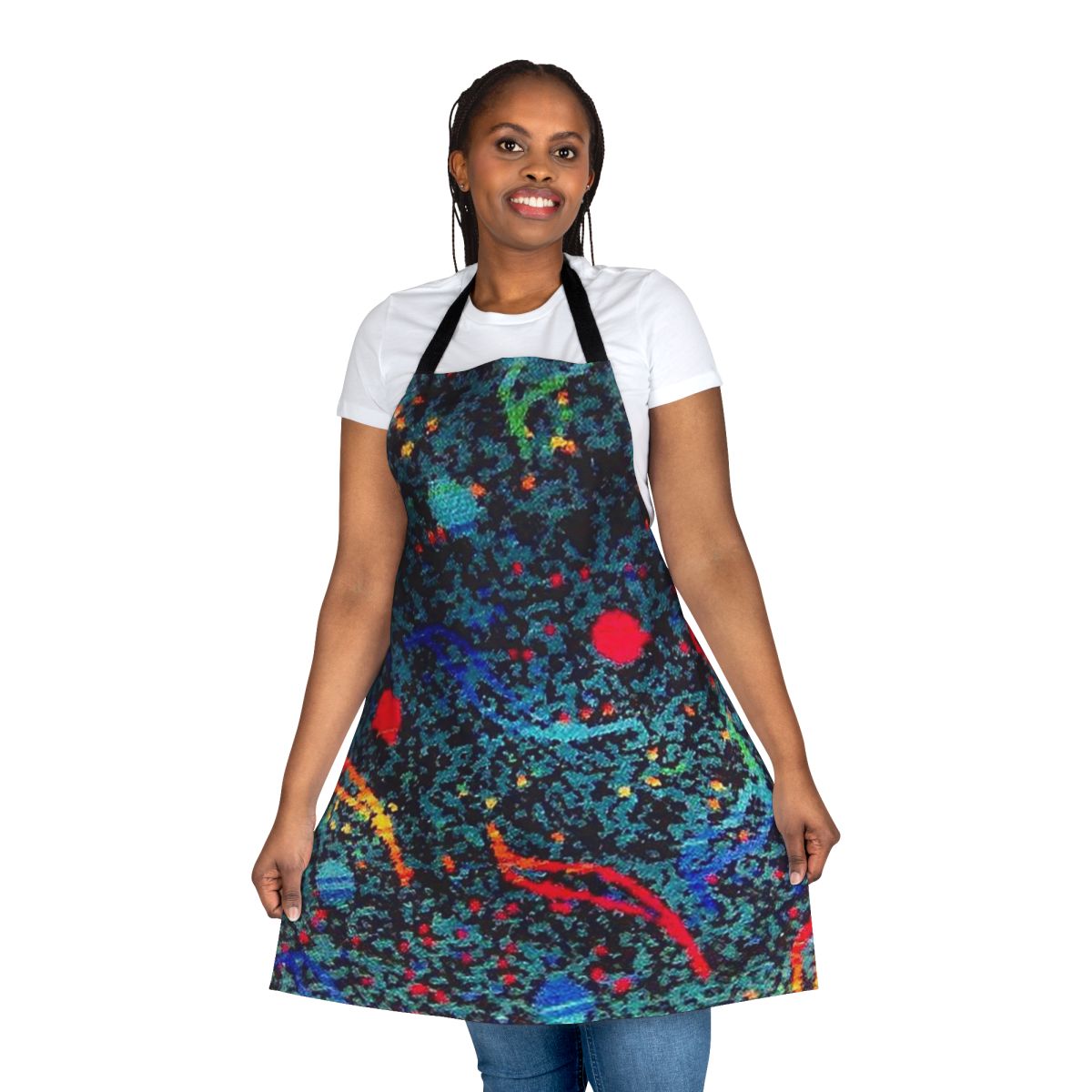 Retro bus seat pattern printed on a high-quality cotton apron