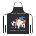 Retro cartoon 80s-style apron with music, gaming, and Christmas elements