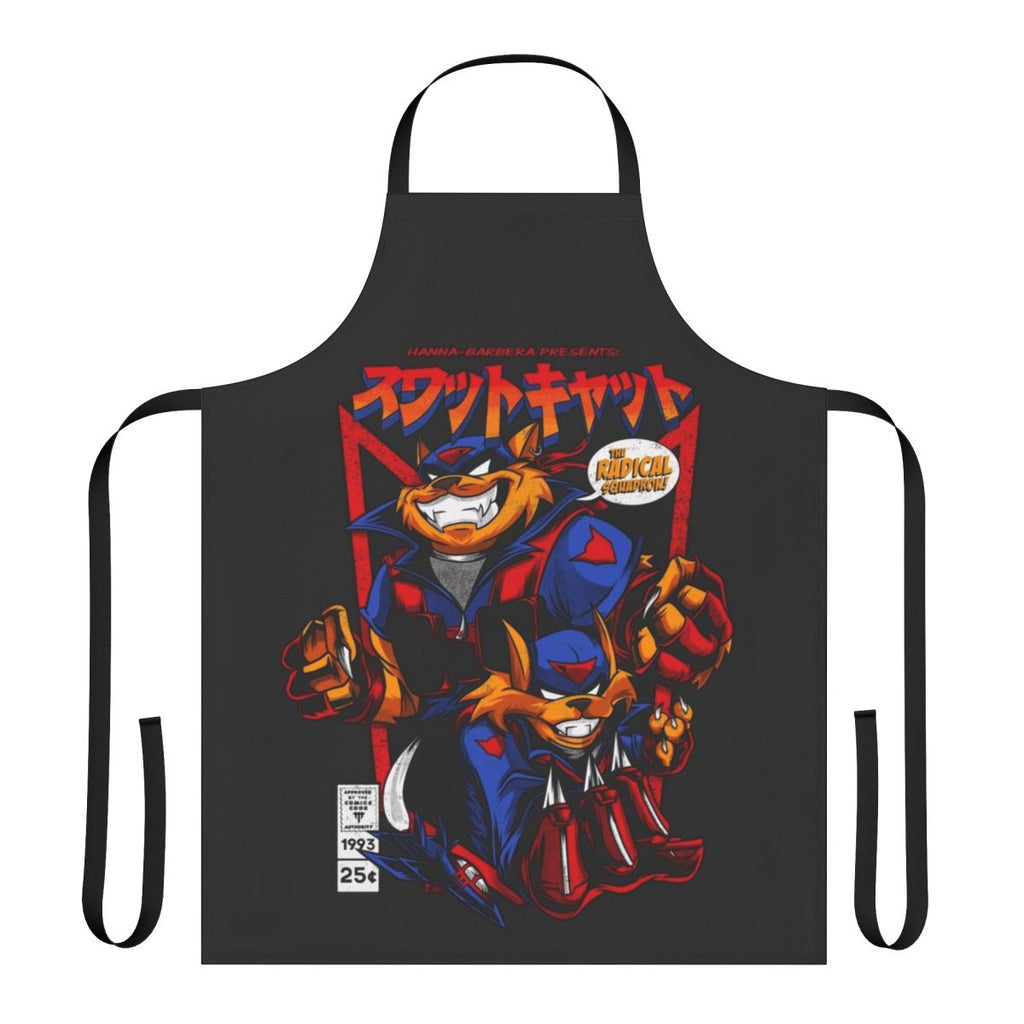 Retro-style apron featuring Swat Kats-inspired vector illustration