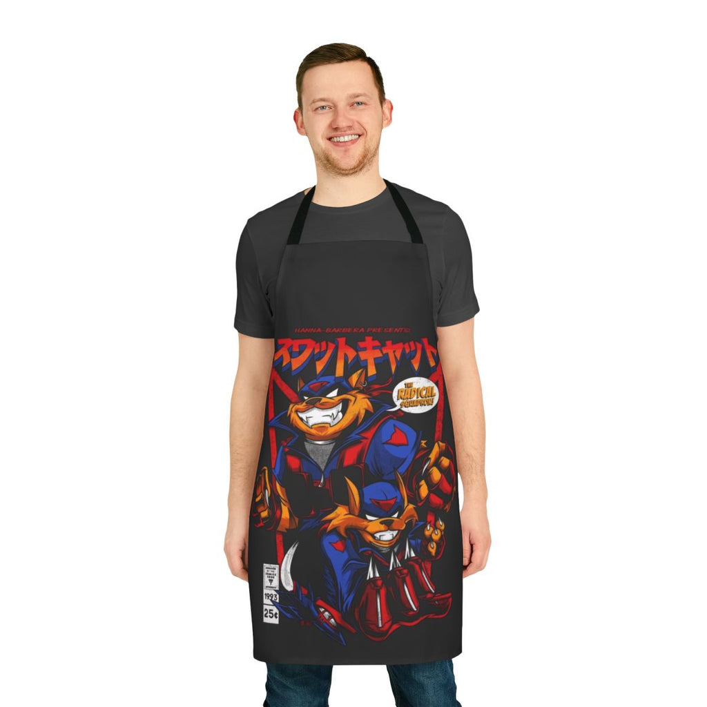 Retro-style apron featuring Swat Kats-inspired vector illustration