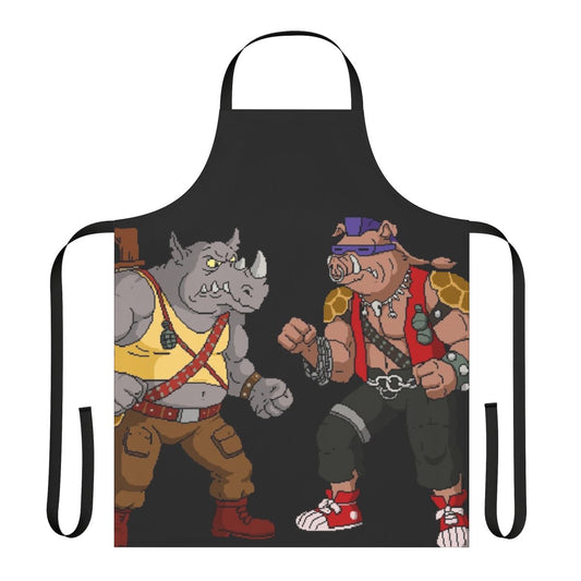 Bebop Rocksteady from Teenage Mutant Ninja Turtles cartoon characters printed on a funny apron