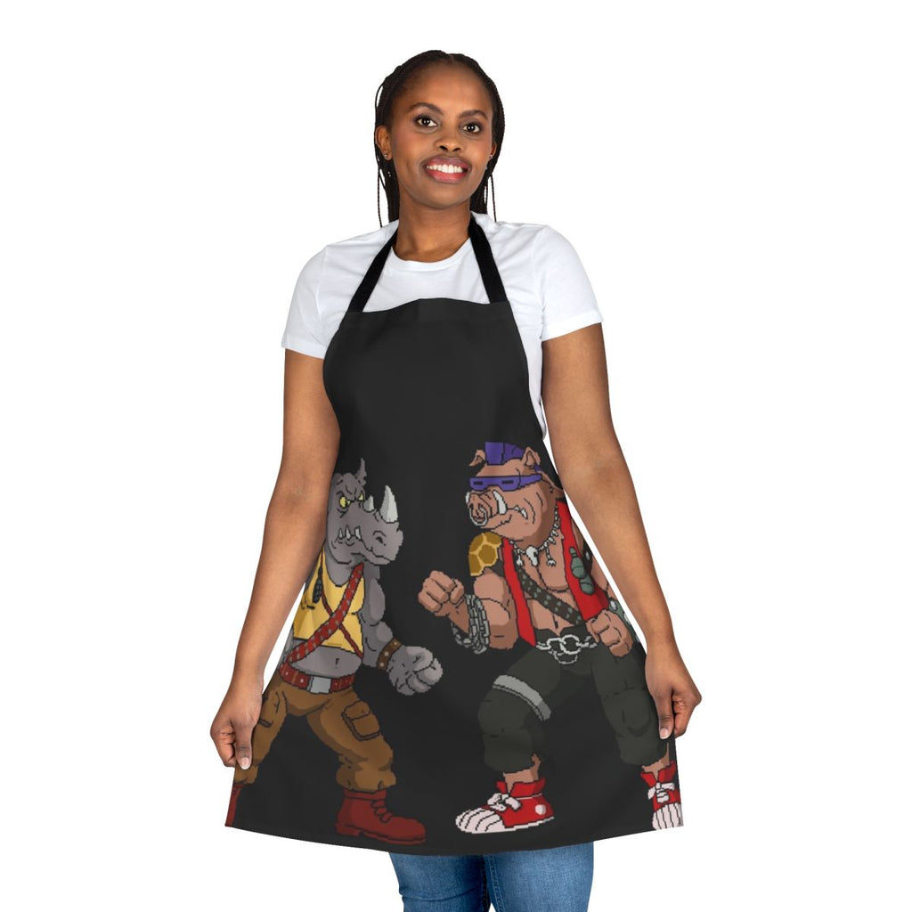 Bebop Rocksteady from Teenage Mutant Ninja Turtles cartoon characters printed on a funny apron
