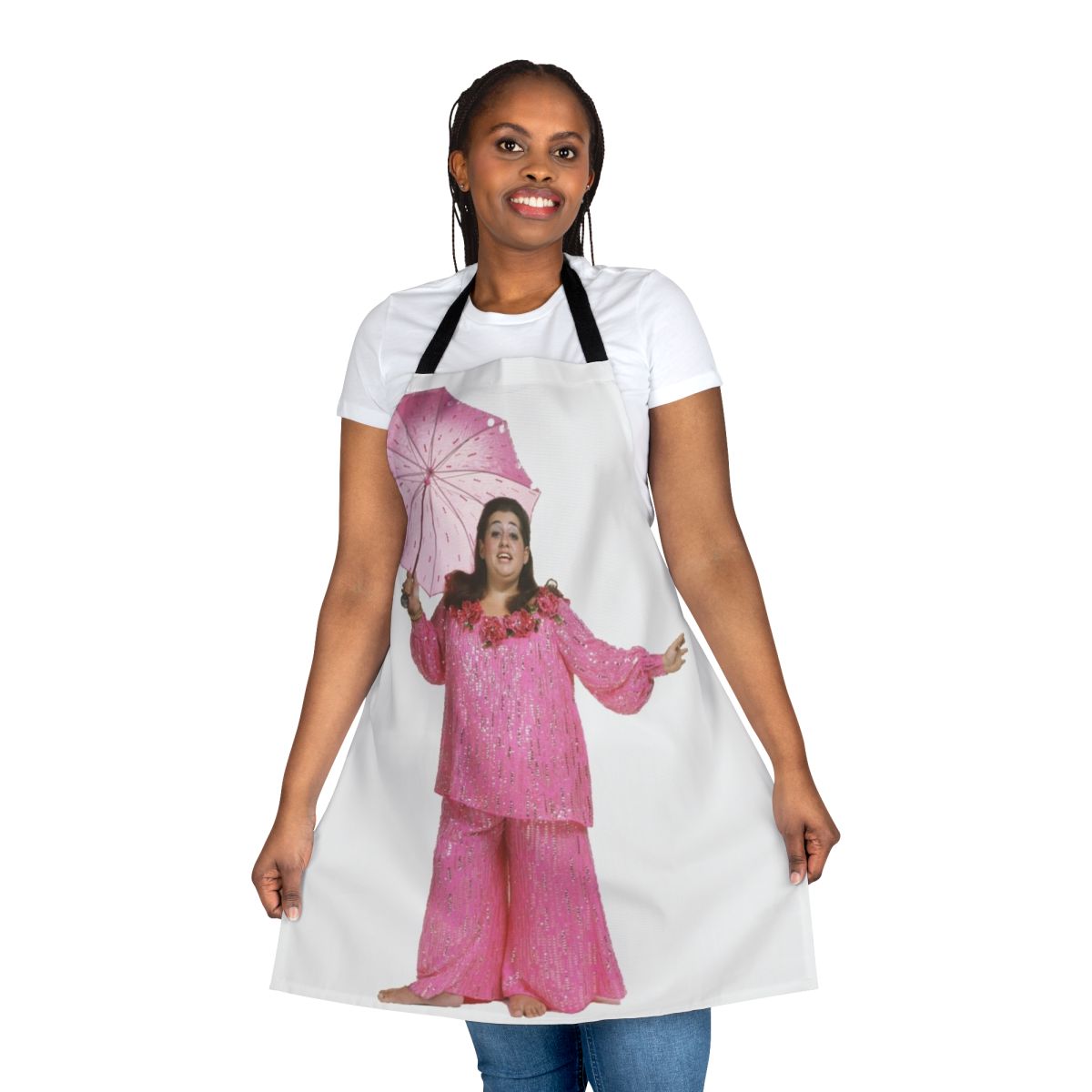 Retro Cass Elliot inspired apron featuring the 1970s music icon