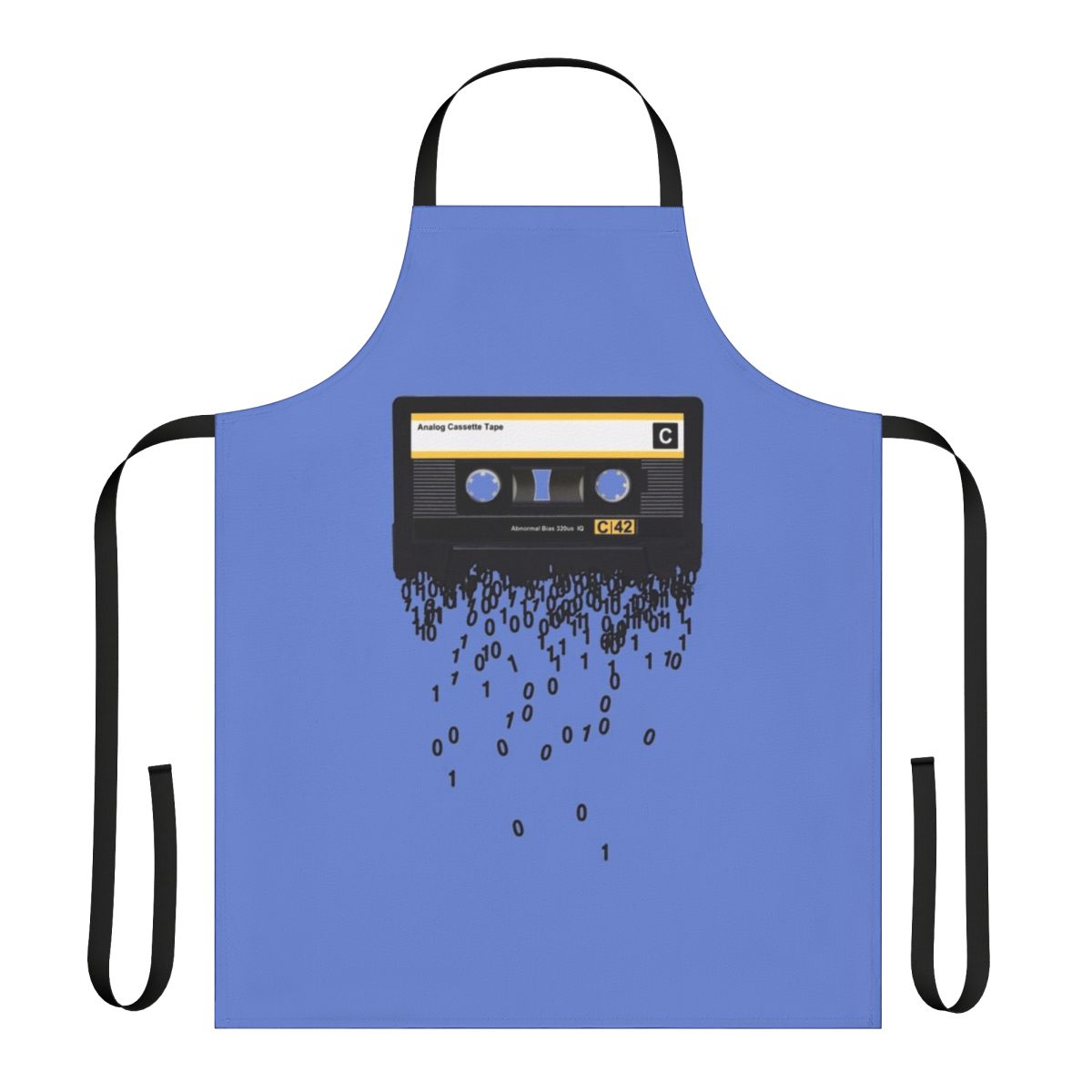 Retro cassette tape design printed on an apron, perfect for music enthusiasts and vintage fans.