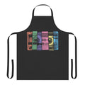 A stylish and durable kitchen apron featuring a funky retro cassette tape design, perfect for music lovers and kitchen enthusiasts.
