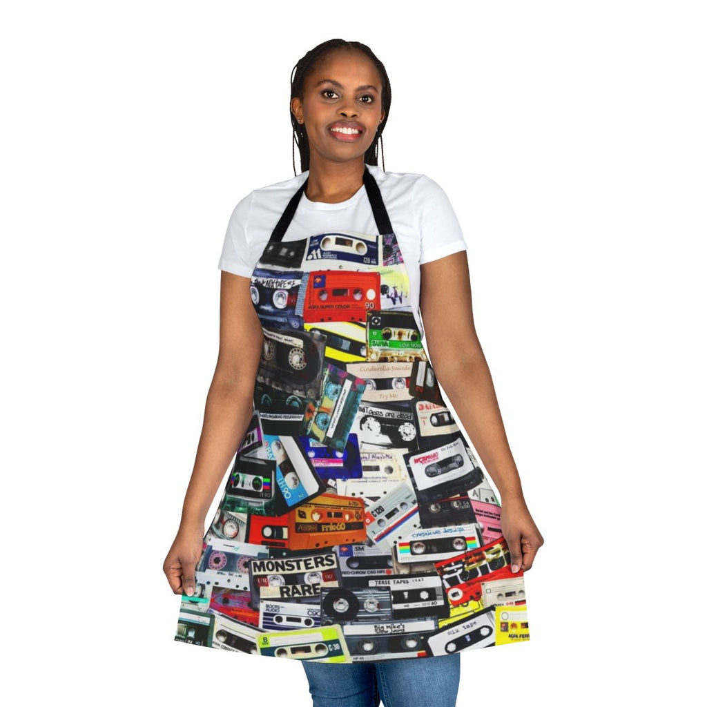 Retro cassette tape design on a high-quality apron
