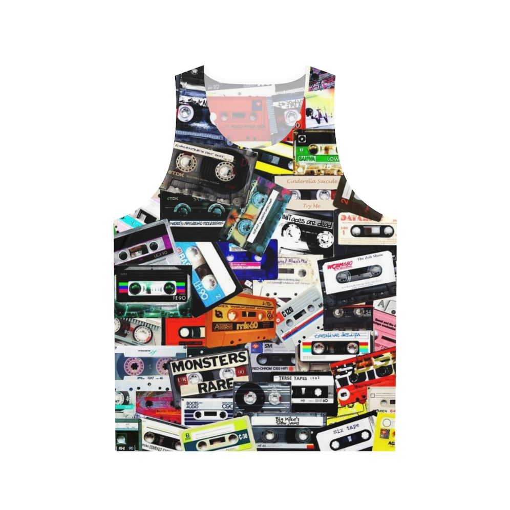 Unisex tank top featuring a retro cassette tape design