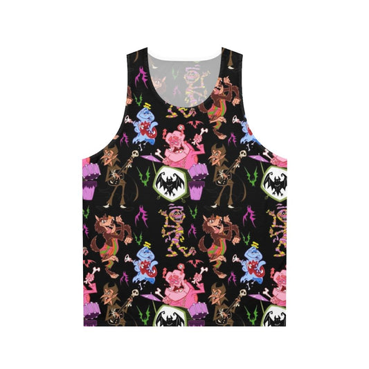 Unisex tank top featuring retro cereal monsters