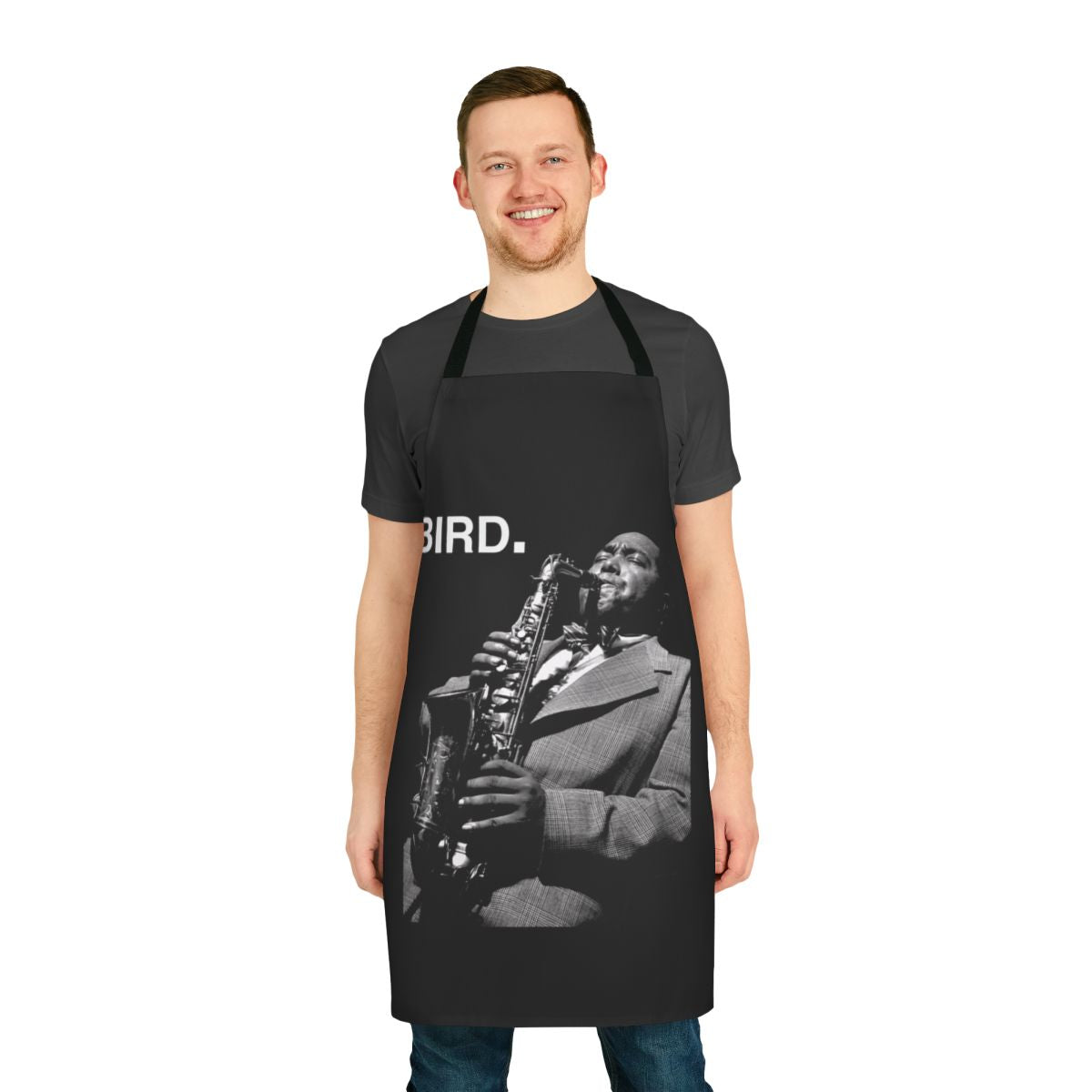 Retro apron featuring the iconic jazz musician Charlie Parker