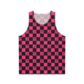 Retro checkerboard pattern unisex tank top with music notes