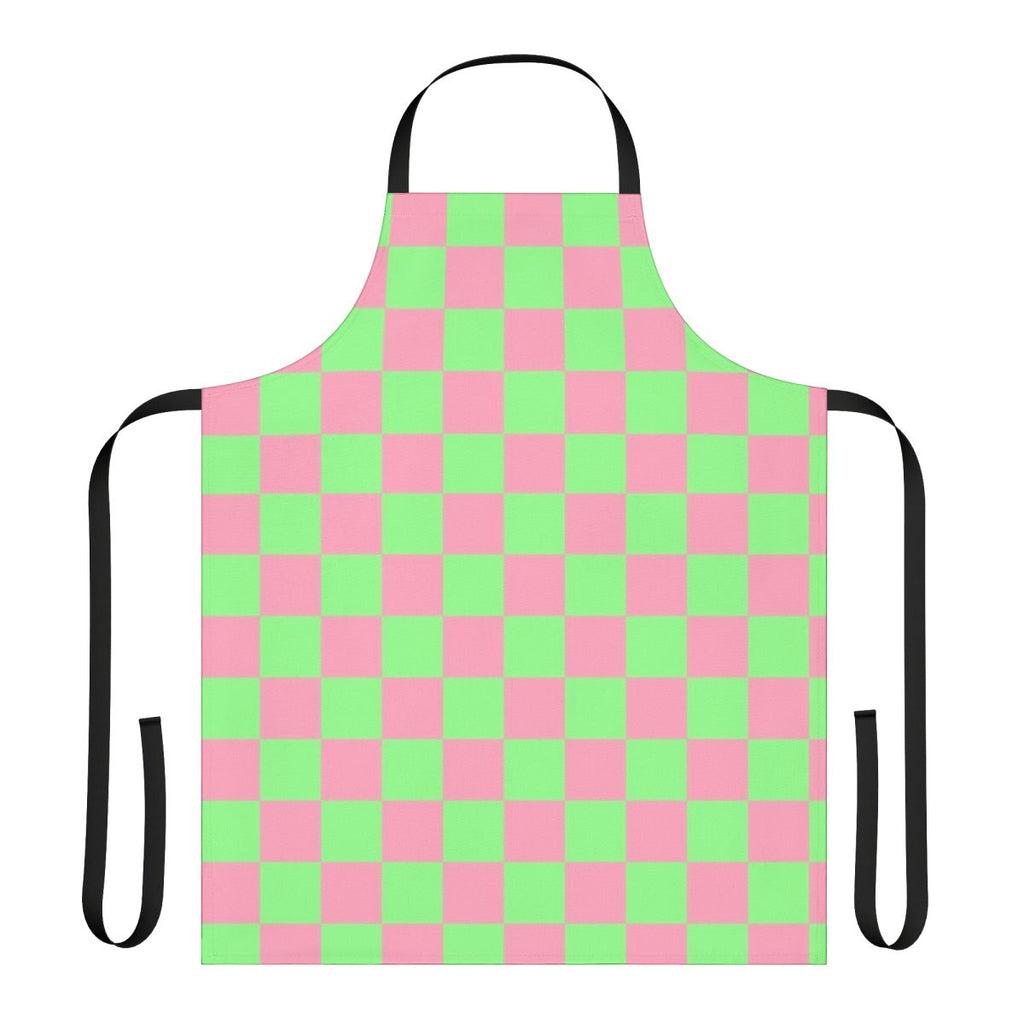 Retro checkered apron in pink and green y2k pattern