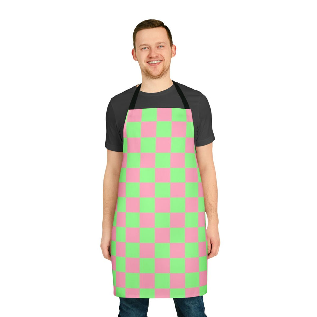 Retro checkered apron in pink and green y2k pattern