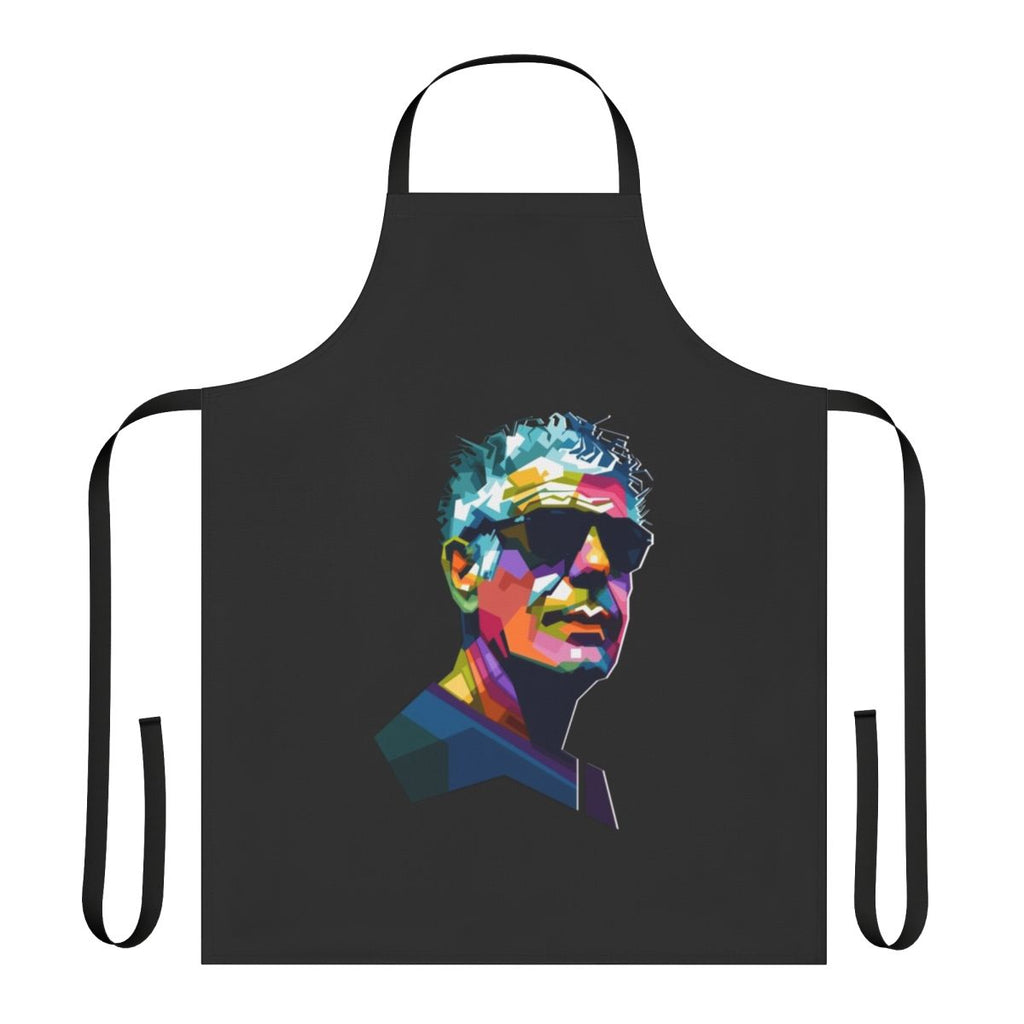 Retro chef apron featuring Anthony Bourdain's signature style and design