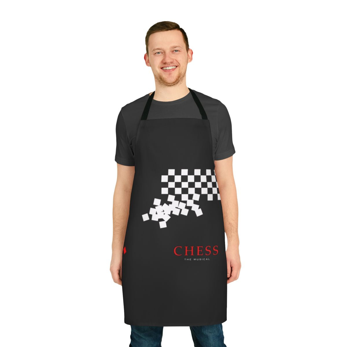 Stylish apron featuring a chess musical theme