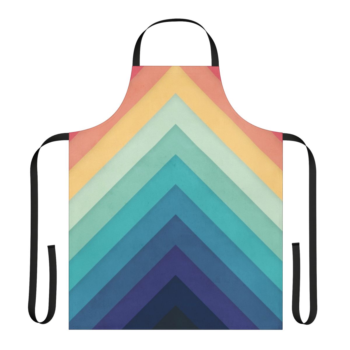 Vibrant retro-style chevron pattern printed on a high-quality apron
