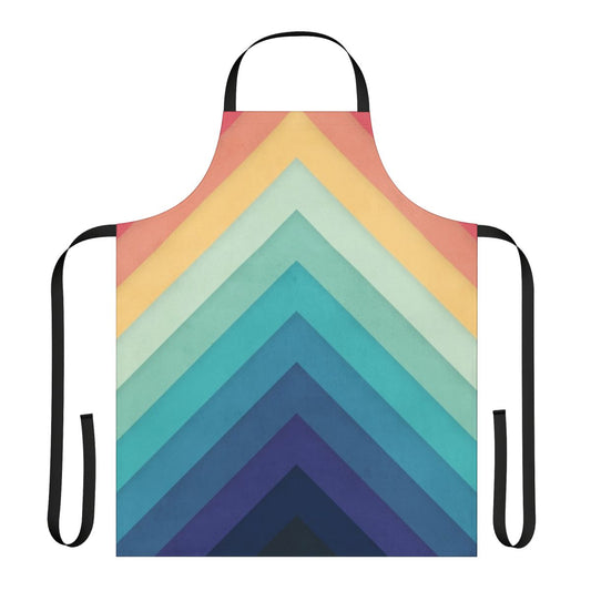 Vibrant retro-style chevron pattern printed on a high-quality apron