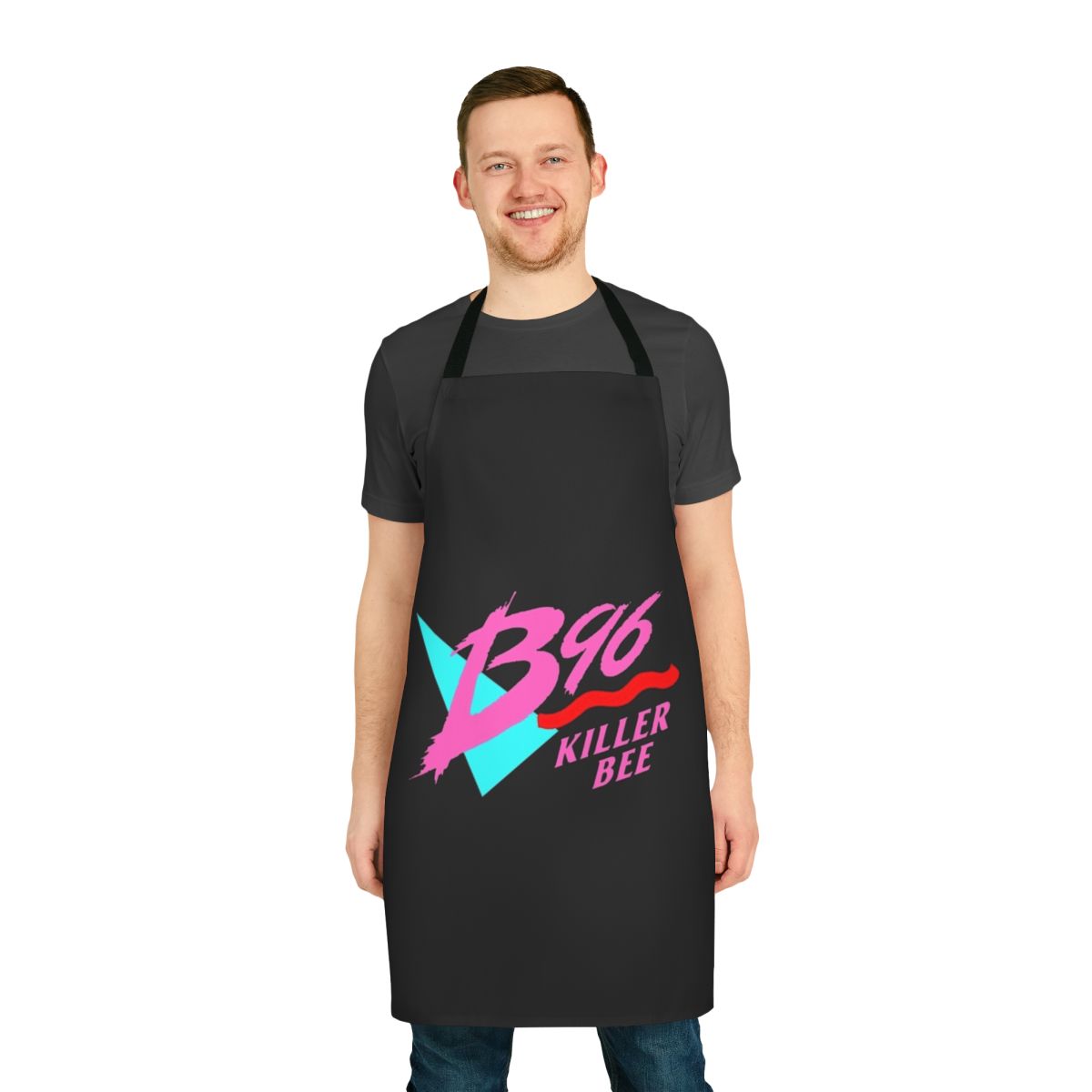 Retro-style apron featuring the iconic Chicago B96 Killer Bee logo and design