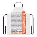Retro "Choose Life" apron in the style of the classic 1990s cult film Trainspotting