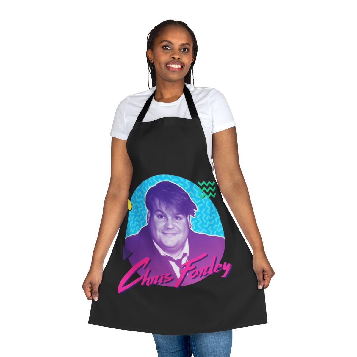 Chris Farley graphic apron with 90s nostalgic design