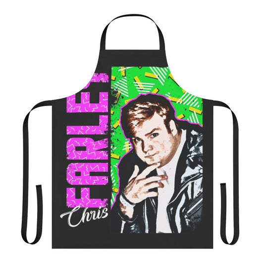 Retro Chris Farley graphic apron featuring iconic 90s style design