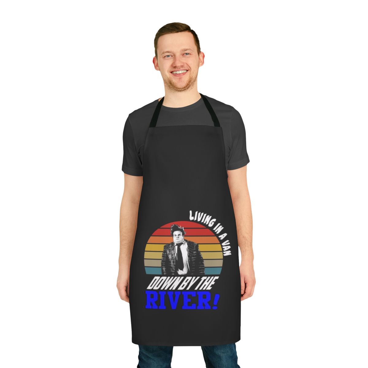 Retro-style graphic apron featuring the iconic Chris Farley as Matt Foley
