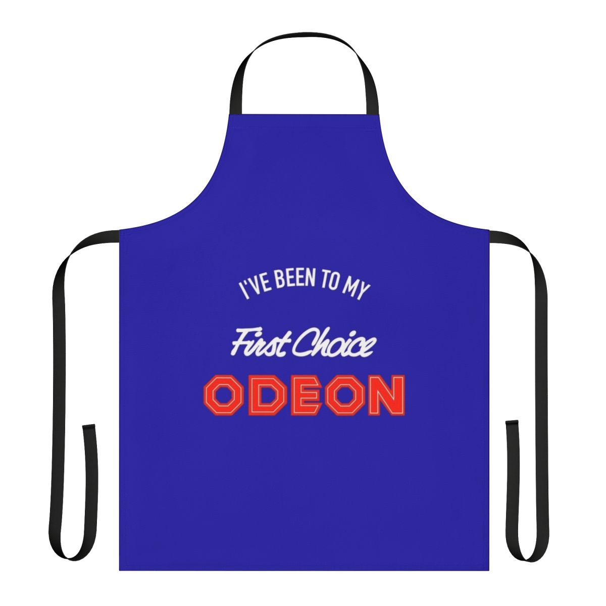 Vintage-style apron featuring the iconic Odeon cinema logo from the 1980s and 1990s