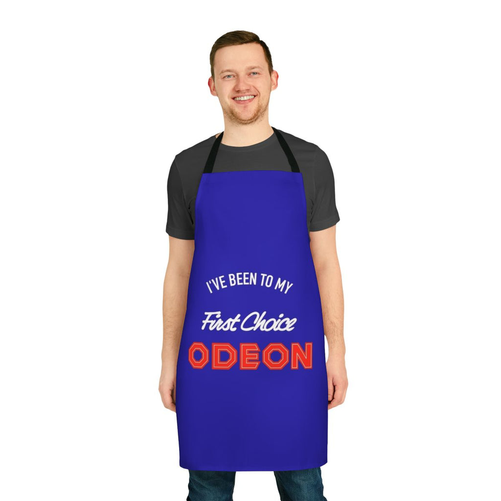 Vintage-style apron featuring the iconic Odeon cinema logo from the 1980s and 1990s