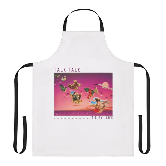 Vintage-inspired classic rock music apron with band logo and song titles