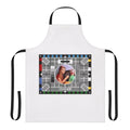 Retro classic test card design apron with 1970s television chalkboard graphics