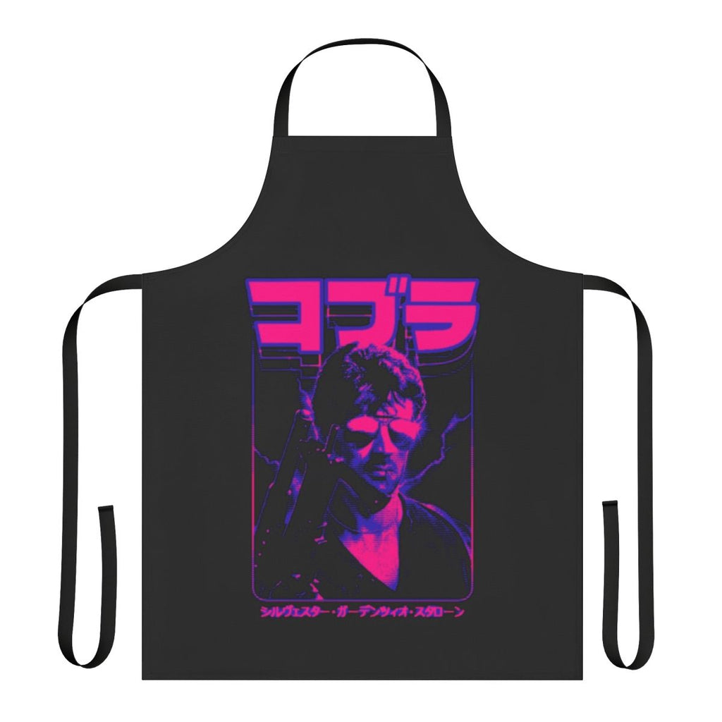 Retro-style apron featuring the iconic character Marion Cobretti from the 80s action movie Cobra