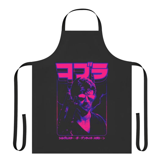 Retro-style apron featuring the iconic character Marion Cobretti from the 80s action movie Cobra
