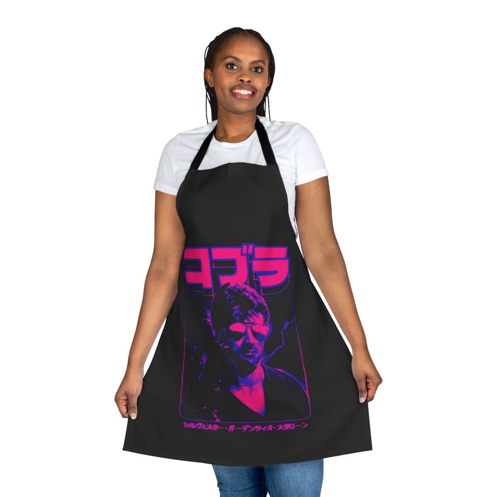 Retro-style apron featuring the iconic character Marion Cobretti from the 80s action movie Cobra