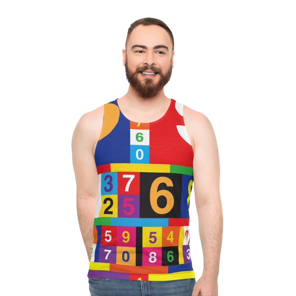 Unisex tank top with colorful numbers design