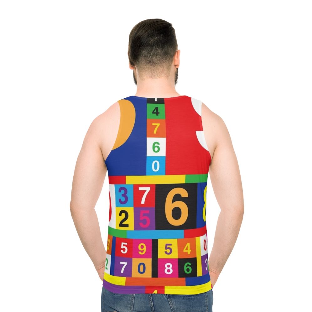 Unisex tank top with colorful numbers design