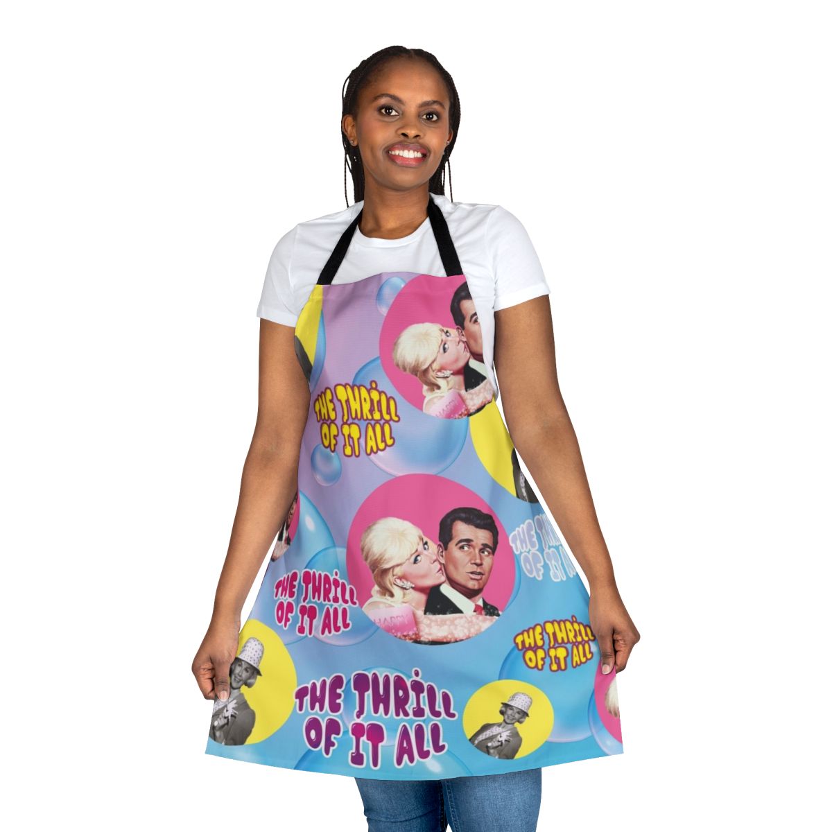 Vintage 1960s style comedy apron featuring a retro design