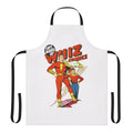 Retro comic apron featuring a vintage golden age superhero design