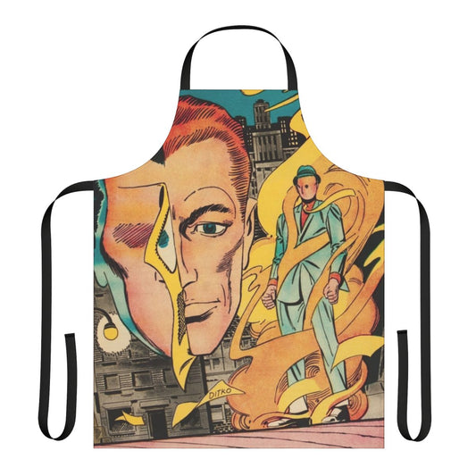 Retro comics inspired apron with "Mysterious Suspense" design