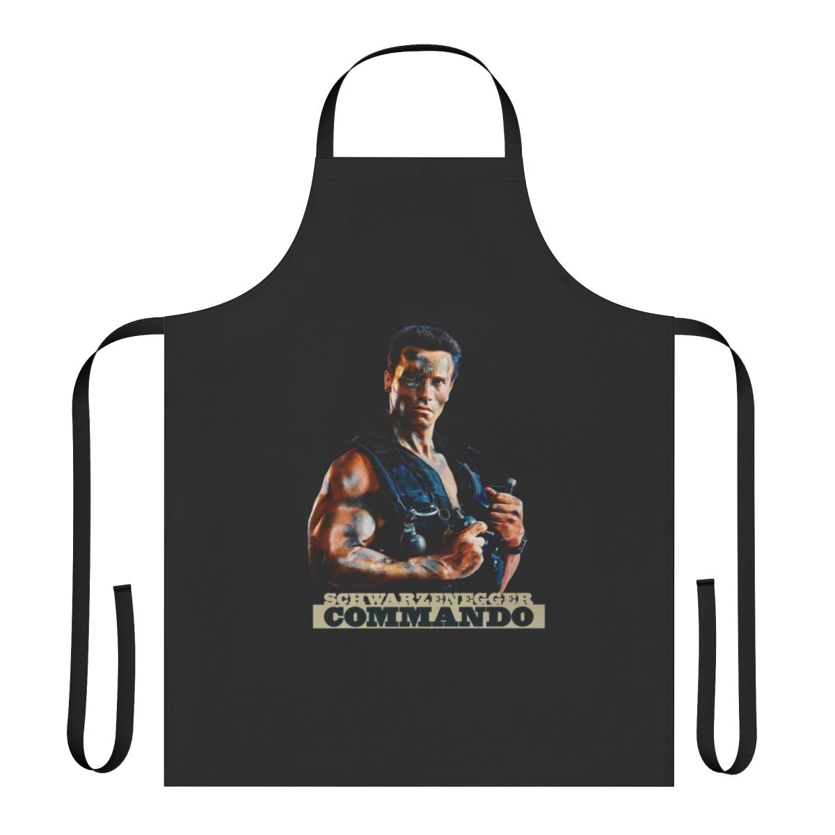 Commando movie poster-style apron featuring Arnold Schwarzenegger