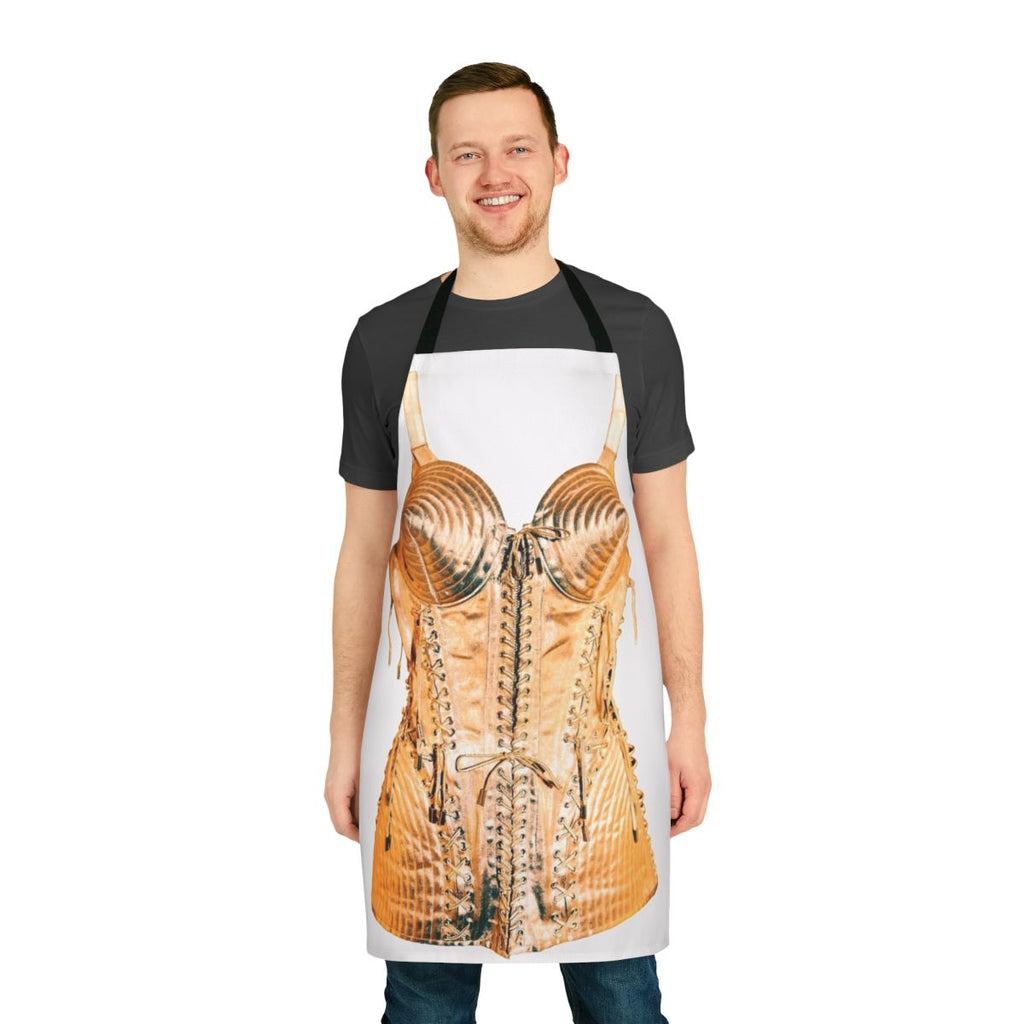 Retro cone bra inspired apron with 80s pop art design