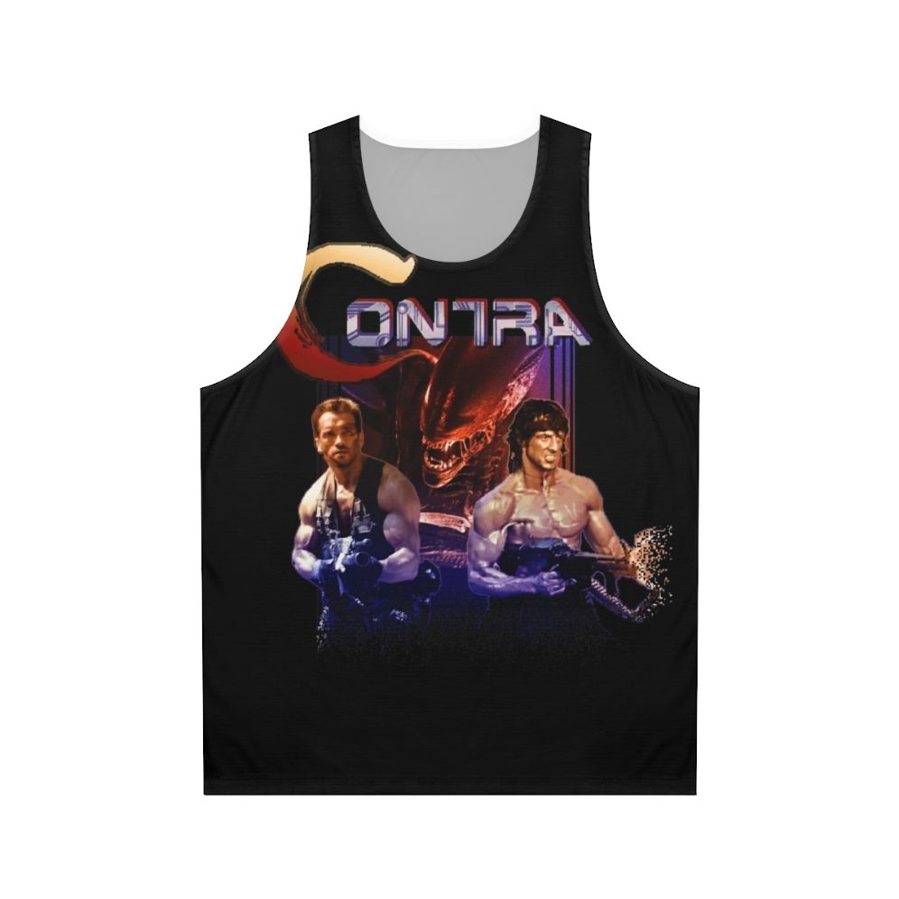 Retro contra-inspired unisex tank top with pixel art design